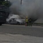 Sé quema carro en estación de gas en Bonao